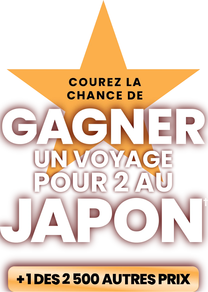 Courez la chance de gagner un voyage pour 2 au Japon, + 1 des 2 500 autres prix